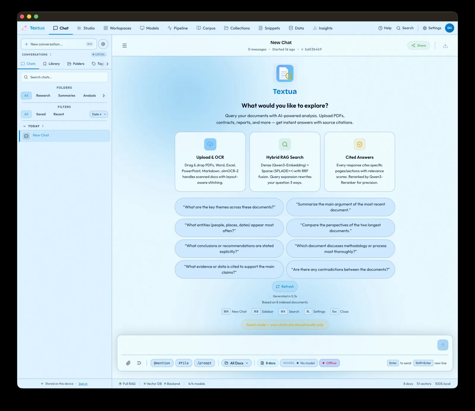 Textua Chat — Ask across everything you have indexed