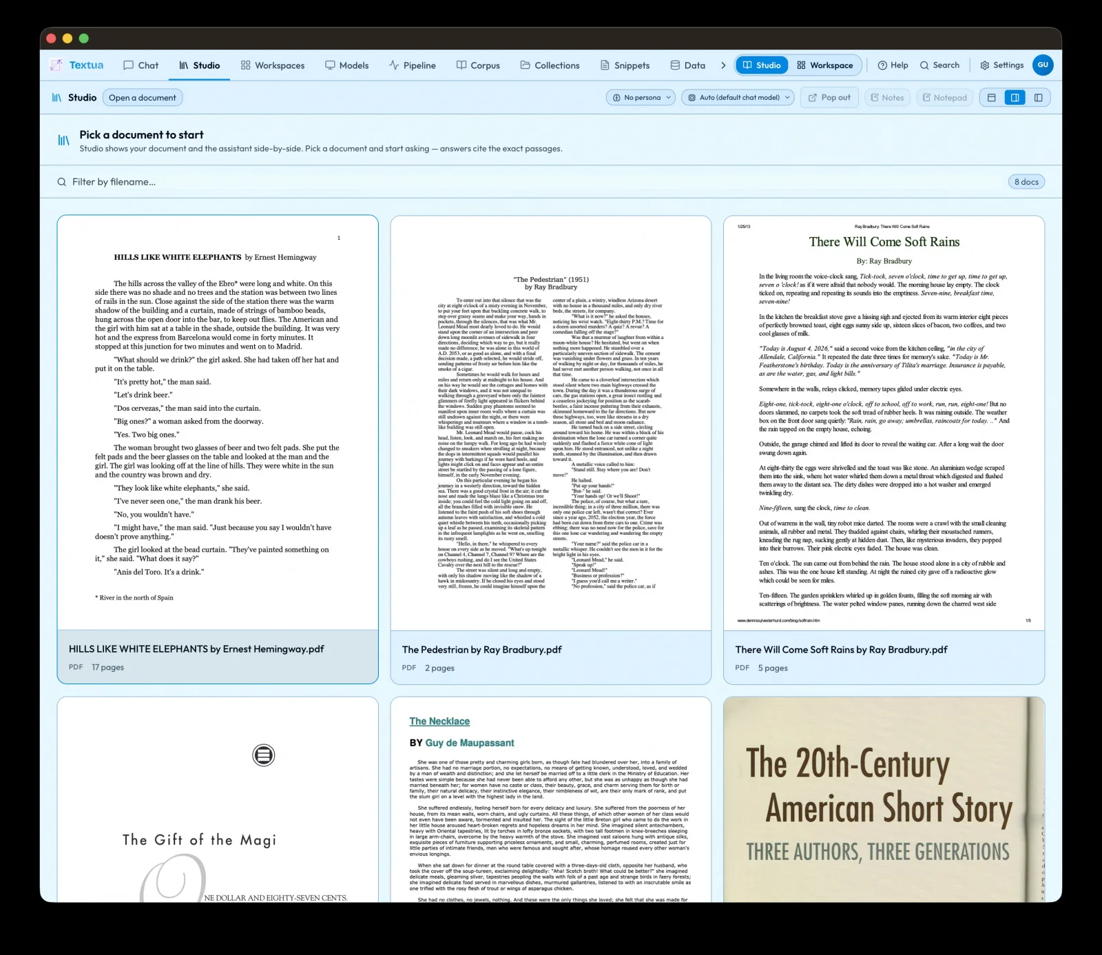 Textua Studio — Your document and the assistant, side by side
